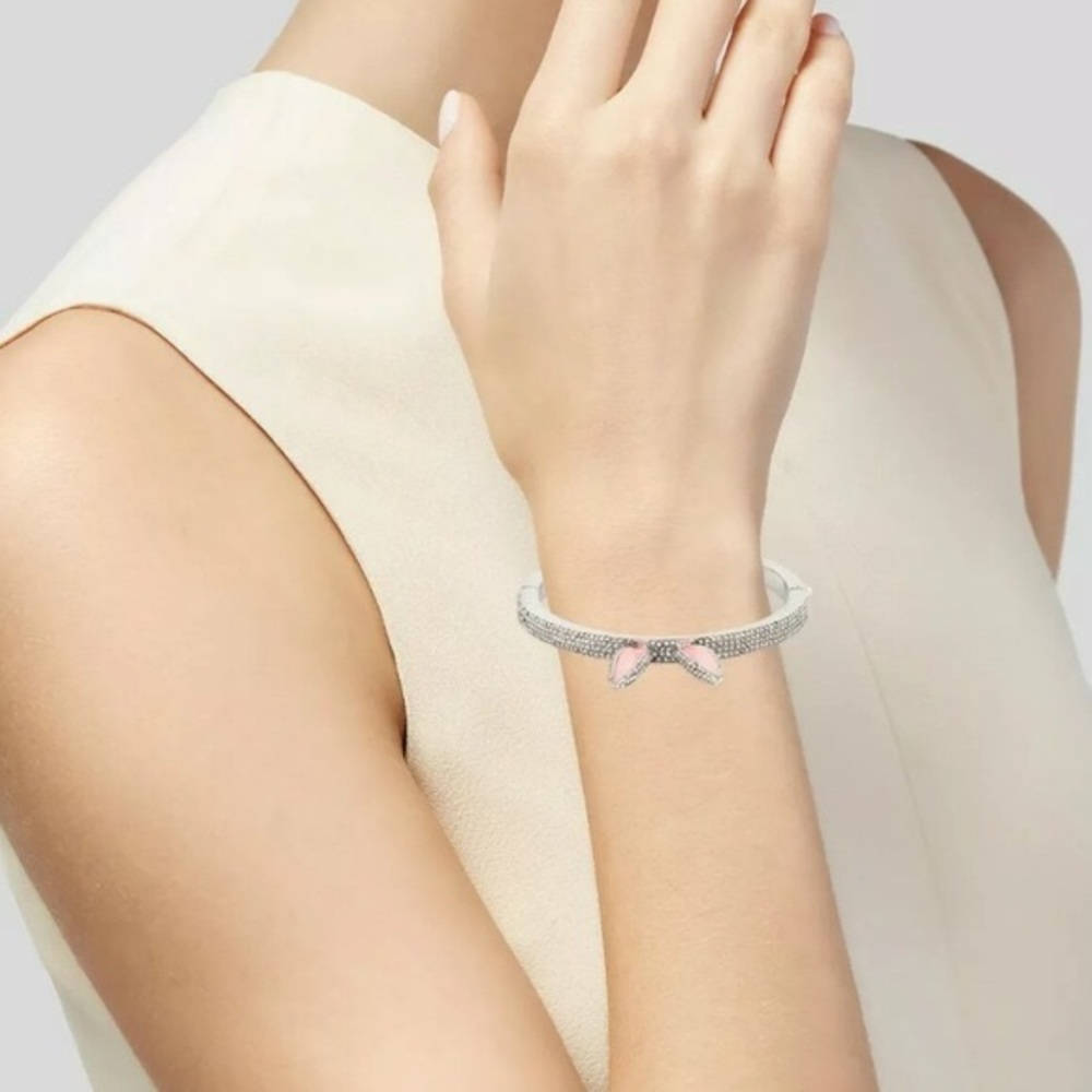 Kate Spade Make Magic Happen Rabbit Ears Hinged Bracelet NWT Rare Pave Beauty - Picture 10 of 10